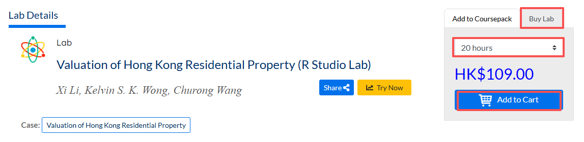 add lab to cart via buy lab tab